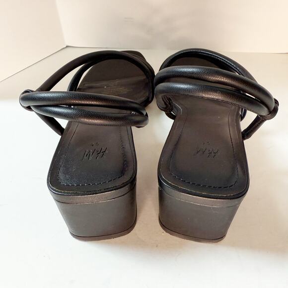 H&M Black Strappy Block Heel Sandals Size 5 - Picture 3 of 5